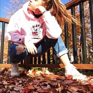 Pink Mickey Embroidered Disney Hoodie